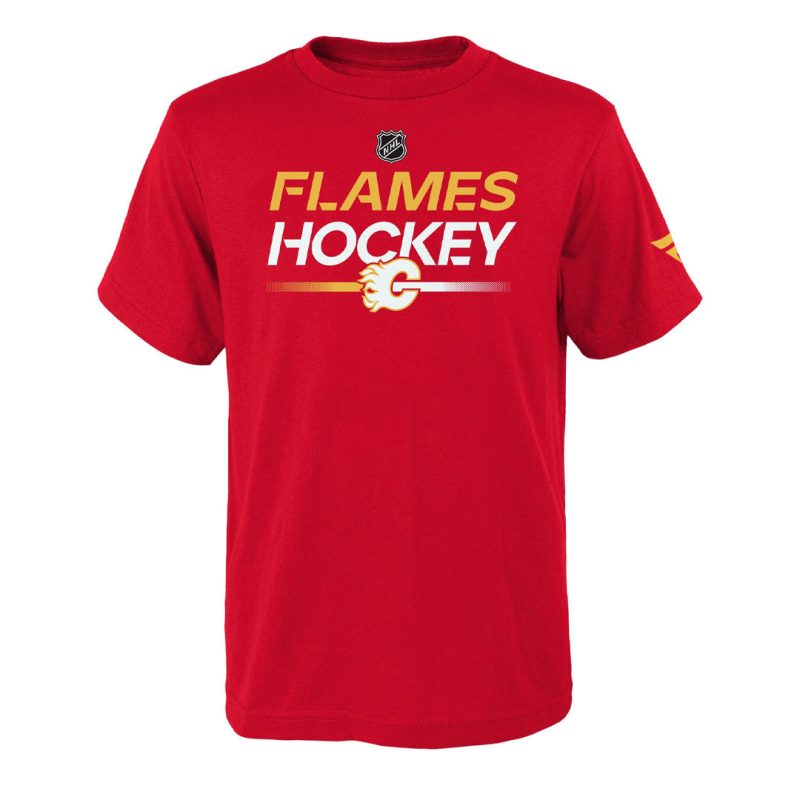 NHL Kids Junior Calgary Flames Apro Wordmark Short Sleeve T Shirt HF5B7HDG2H01 FLM 01