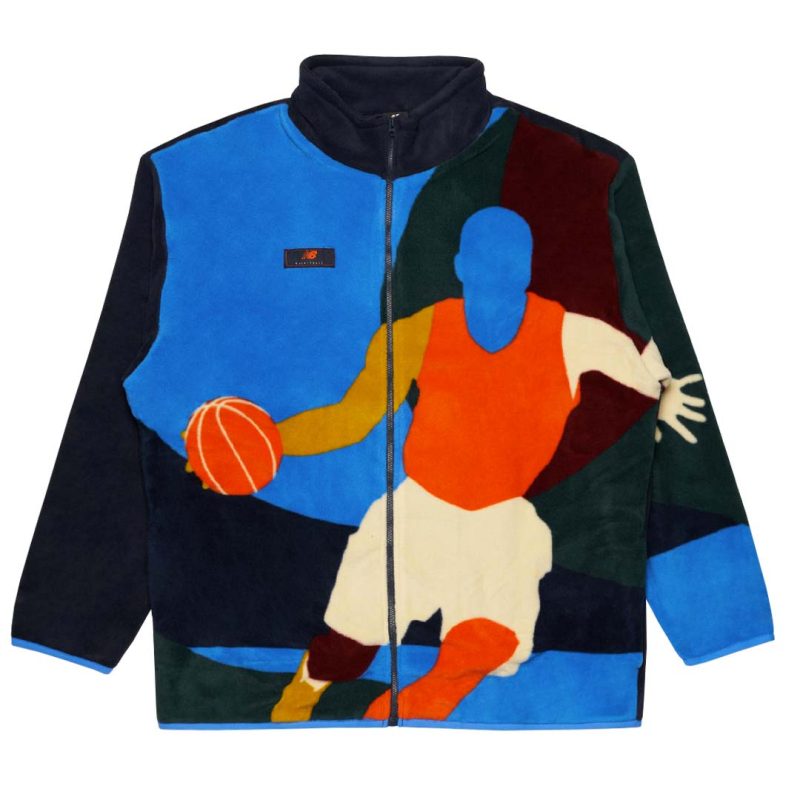 New Balance Men s Hoops Abstract Polar Fleece Jacket MJ23584 ECL 2