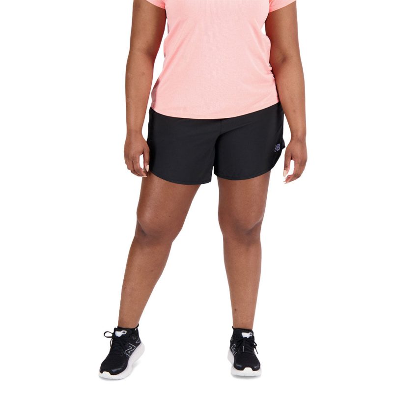 New Balance Women s Accelerate 5 Inch Shorts WS23228 BK 02