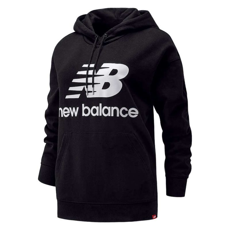 New Balance Women s Essentials Stacked Logo Oversized Pullover Hoodie WT03547 BK 1