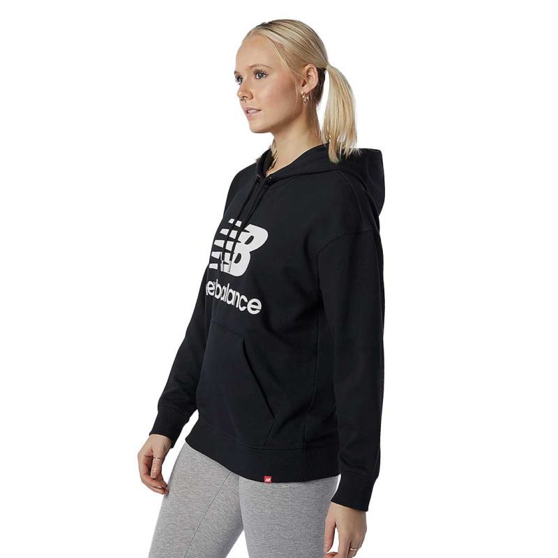 New Balance Women s Essentials Stacked Logo Oversized Pullover Hoodie WT03547 BK 4