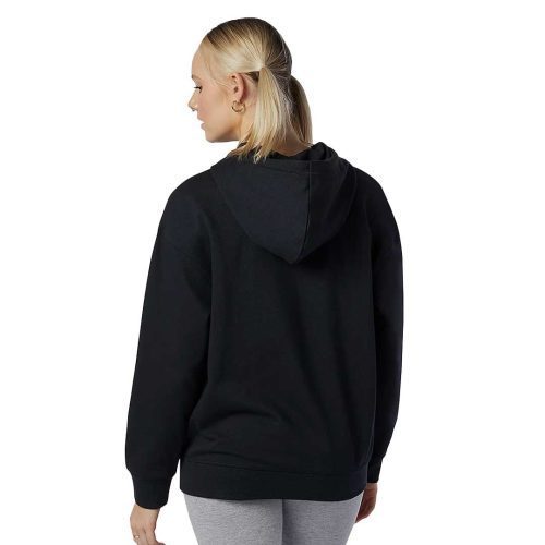 New Balance Women s Essentials Stacked Logo Oversized Pullover Hoodie WT03547 BK 5