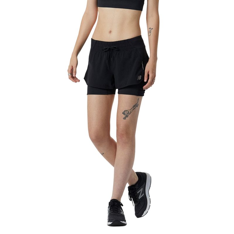 New Balance Women s Impact Run 2 In 1 Shorts WS21270 BK 02