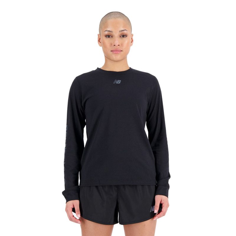 New Balance Women s Relentless Heather Tech Long Sleeve T Shirt WT33160 BK 02