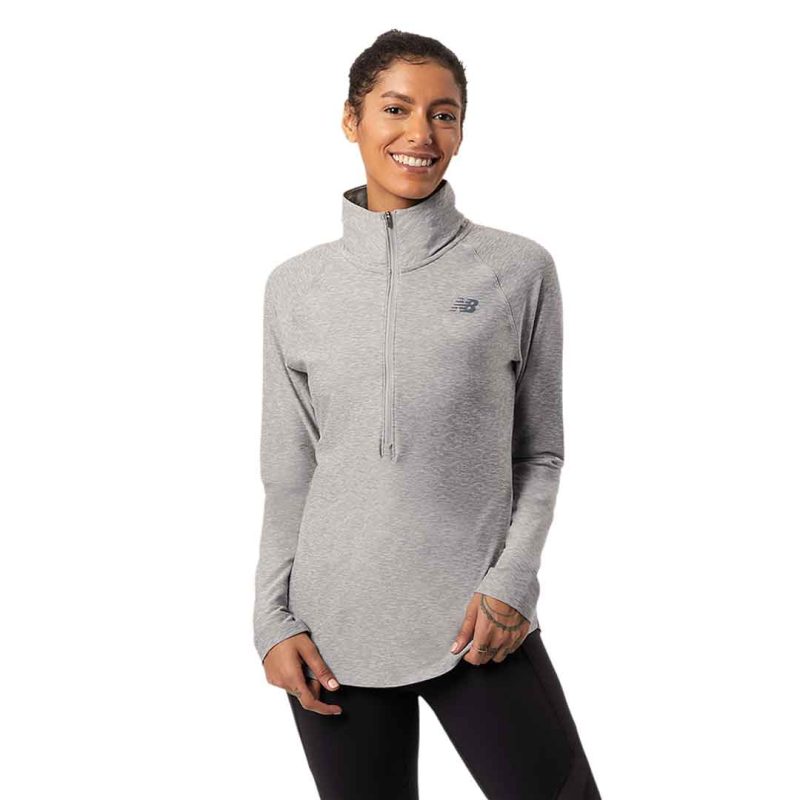 New Balance Women s Spacedye 1 2 Zip Sweater WT11467 AG 2