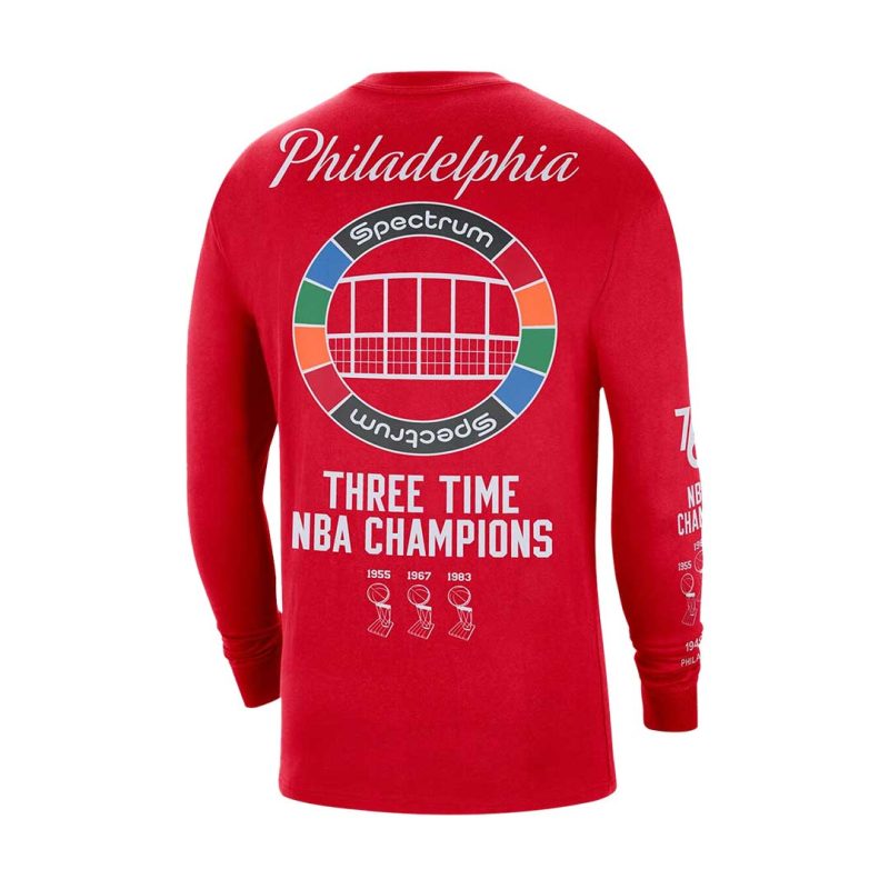 Nike Kids Junior Philadelphia 76ers CTS MMT Long Sleeve T Shirt HZ2B7HC34 76R 3