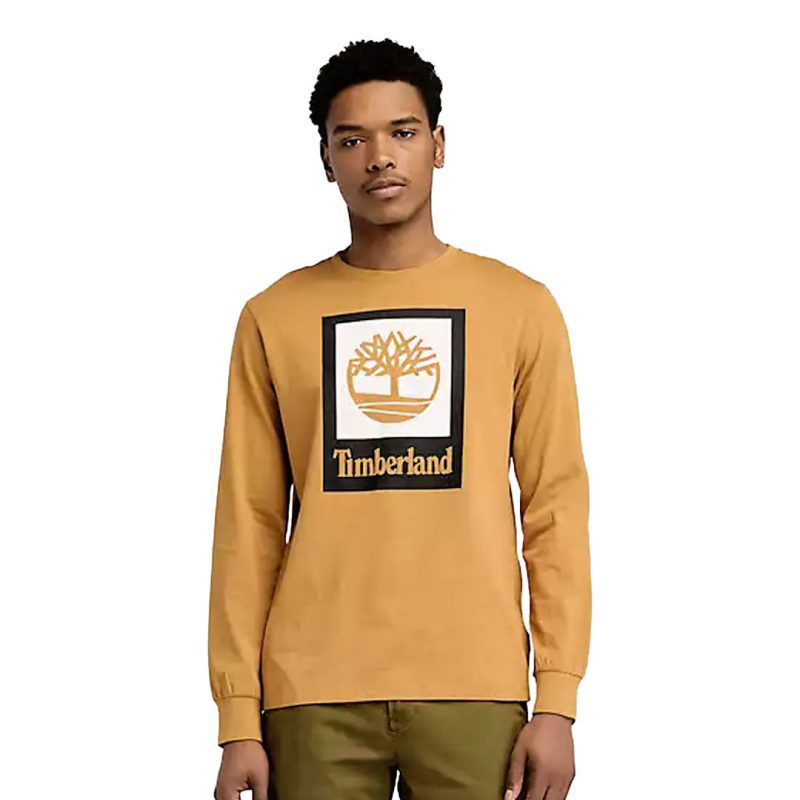 Timberland Men s Stack Logo Long Sleeve T Shirt TB0A5VBB P47 01