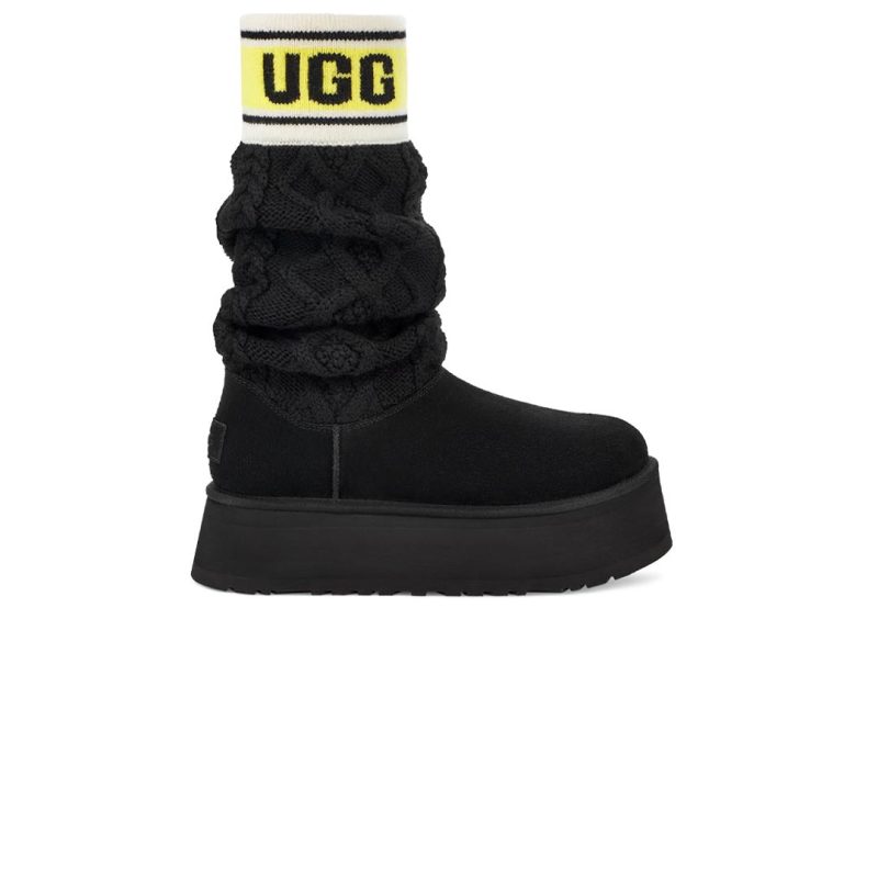 UGG Women s Classic Sweater Letter Boots 1144045 BLK 01