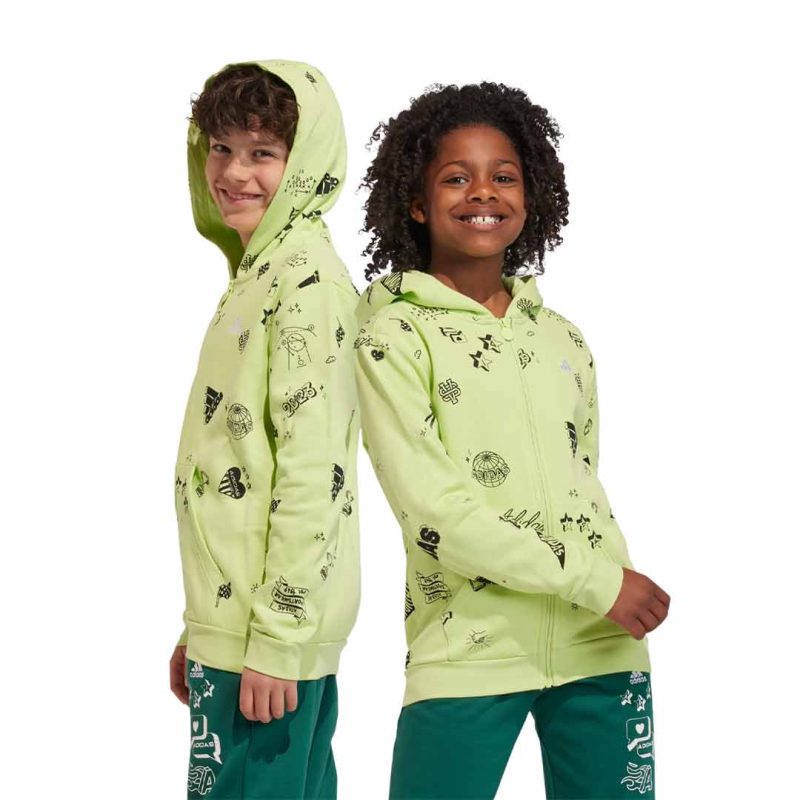 adidas Kids Junior Brand Love Allover Print Full Zip Fleece Hoodie IA1556 02