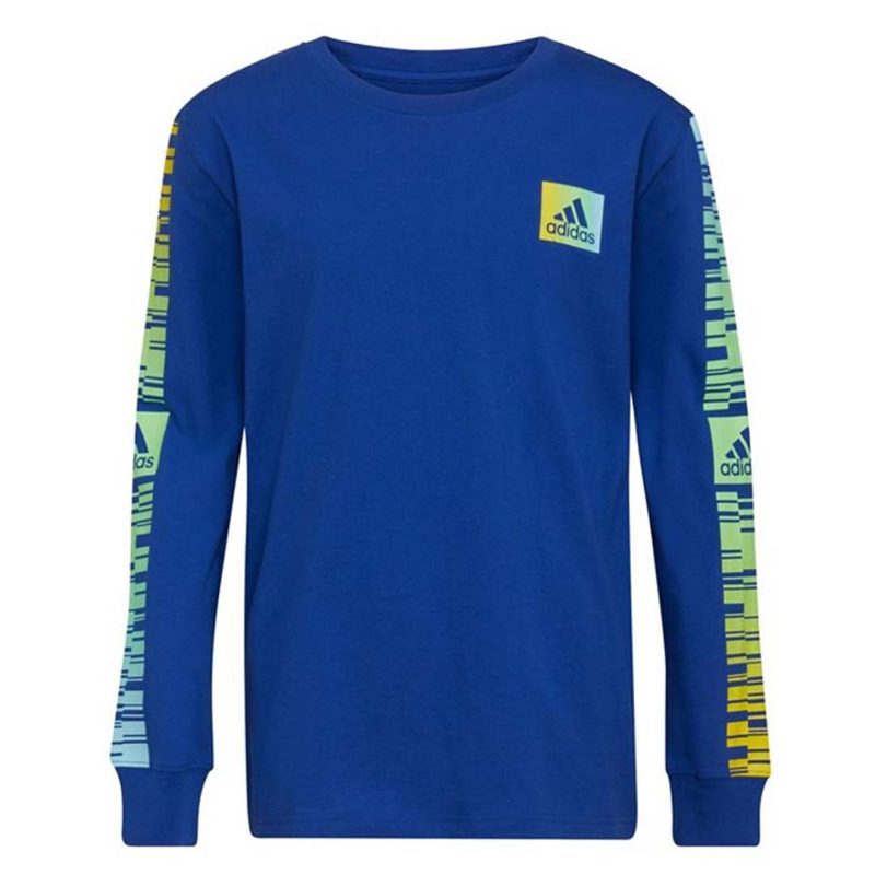 adidas Kids Youth Barcode Small Logo Long Sleeve T Shirt GA8128 01