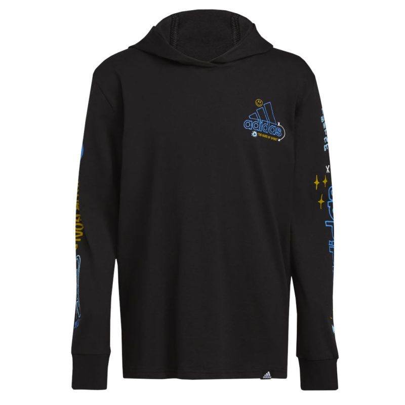 adidas Kids Youth Doodle Long Sleeve Hooded T Shirt IQ7906 01 b05df292 adef 4eb8 a58d e86e02c668e1