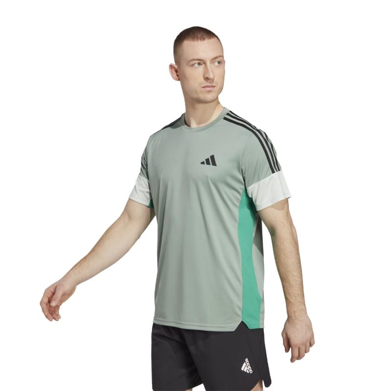 adidas Men s Training Colorblock 3 Stripes T Shirt IN5073 02