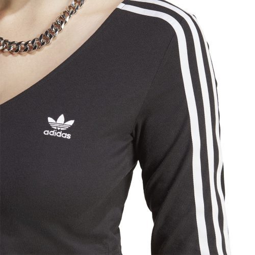 adidas Women s Adicolor Classics 3 Stripes Button Long Sleeve T Shirt IC5473 05