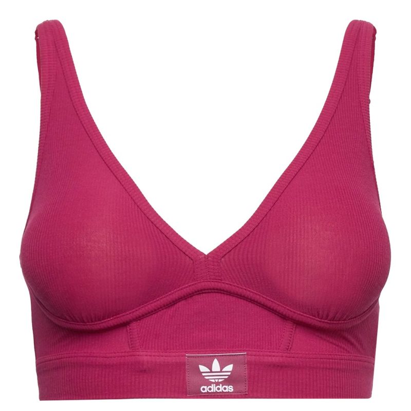 adidas Women s Adicolor Flex Ribbed Cotton Two Ply Plunge Brami Bra GB7803 2