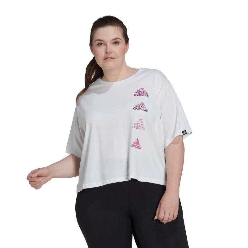 adidas Women s Aeroready Crop Graphic T Shirt Plus Size HM1288 02