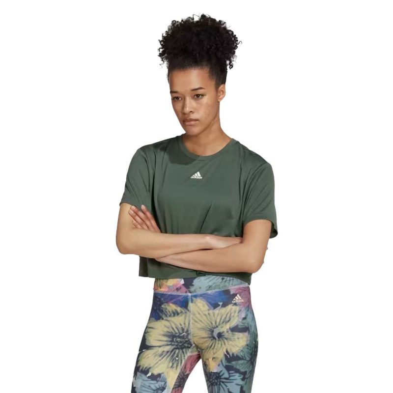 adidas Women s Aeroready Studio Loose Crop T Shirt HM8718 02