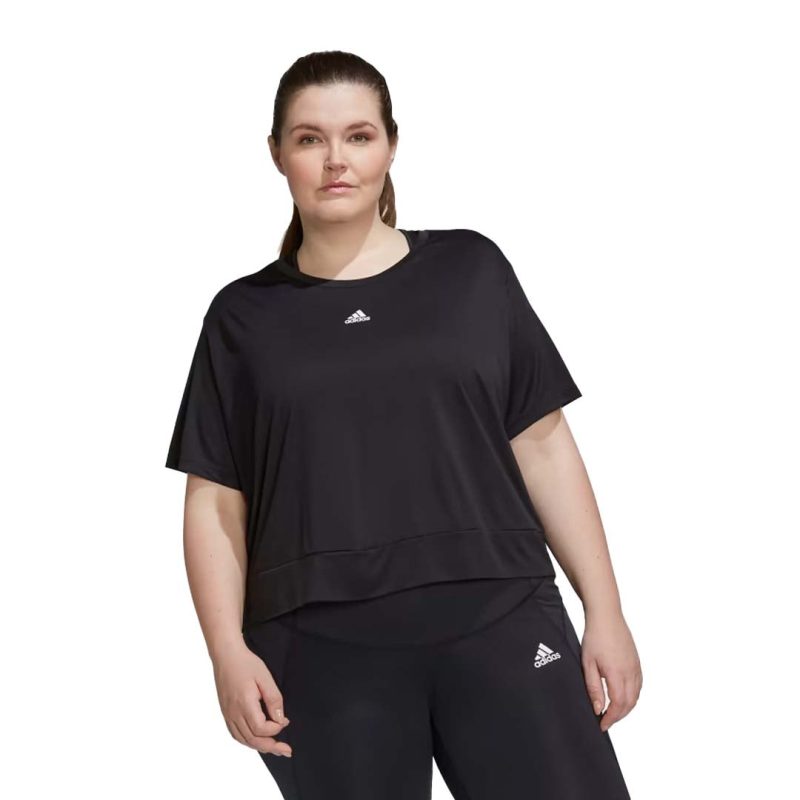 adidas Women s Aeroready Studio Loose Crop T Shirt Plus Size HI5984 02