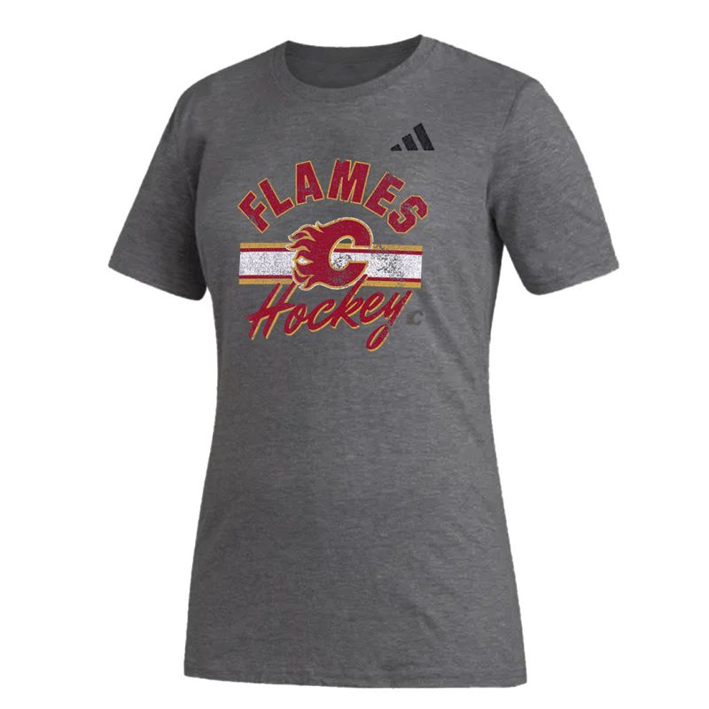 adidas Women s Calgary Flames Blend T Shirt IB5644 01