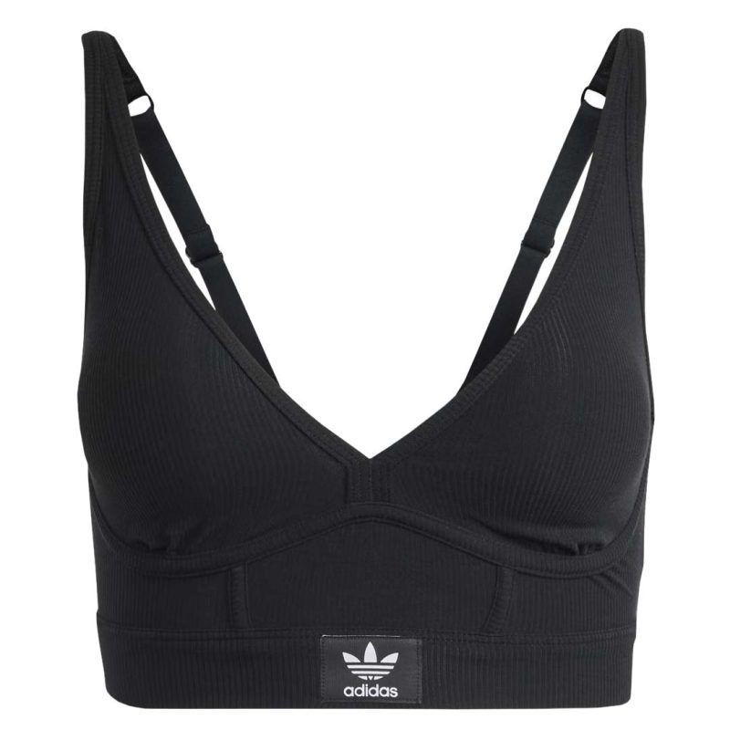 adidas Women s Flex Ribbed Cotton Two Ply Plunge Brami Bra GB7711 01