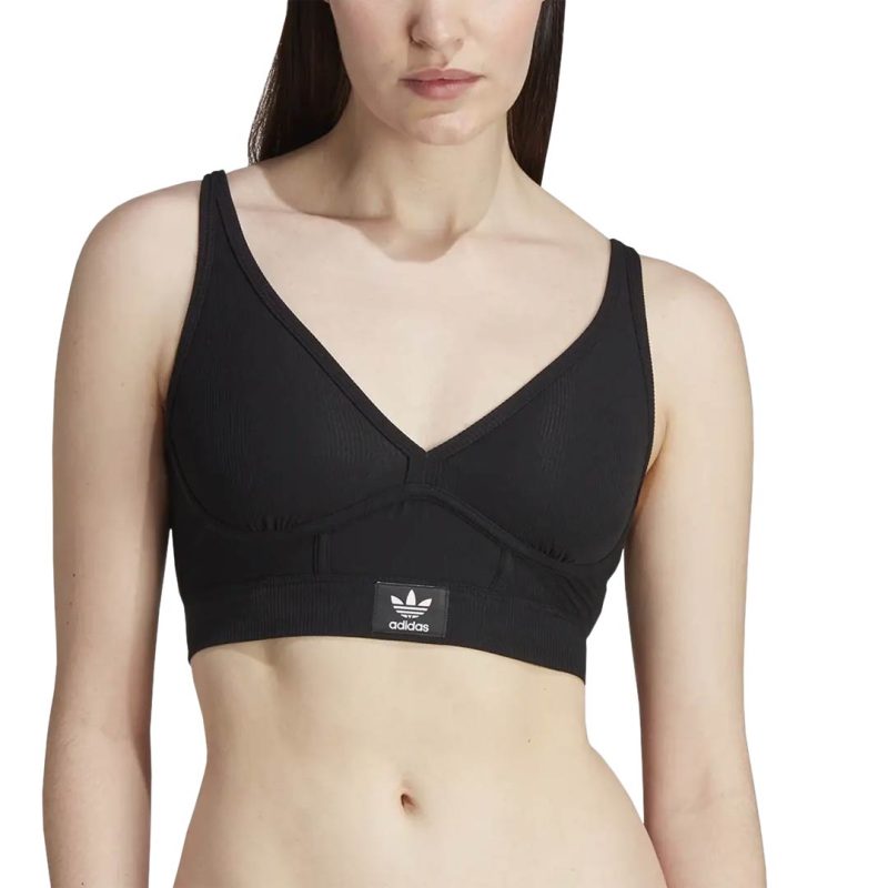 adidas Women s Flex Ribbed Cotton Two Ply Plunge Brami Bra GB7711 03