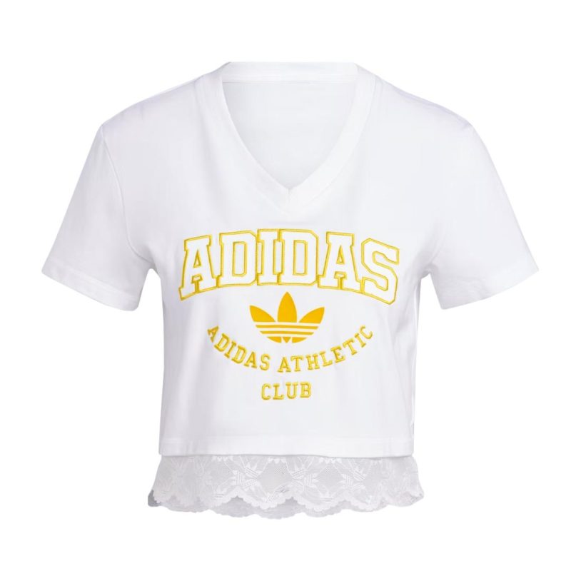 adidas Women s Originals Cropped Lace Trim T Shirt II5608 01