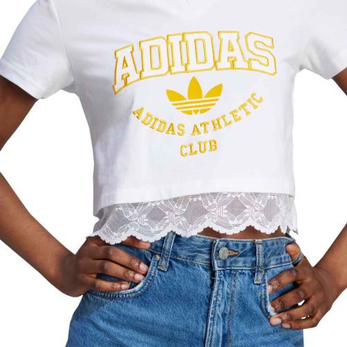 adidas Women s Originals Cropped Lace Trim T Shirt II5608 05