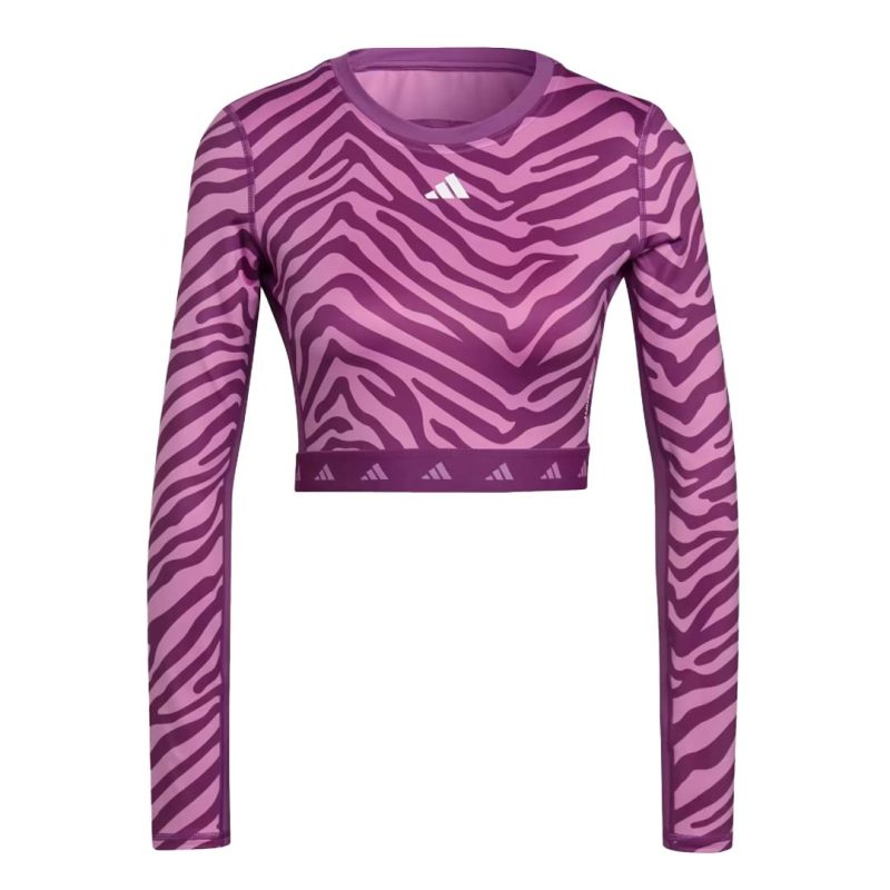 adidas Women s Techfit Crop Long Sleeve Zebra T Shirt IB3610 01