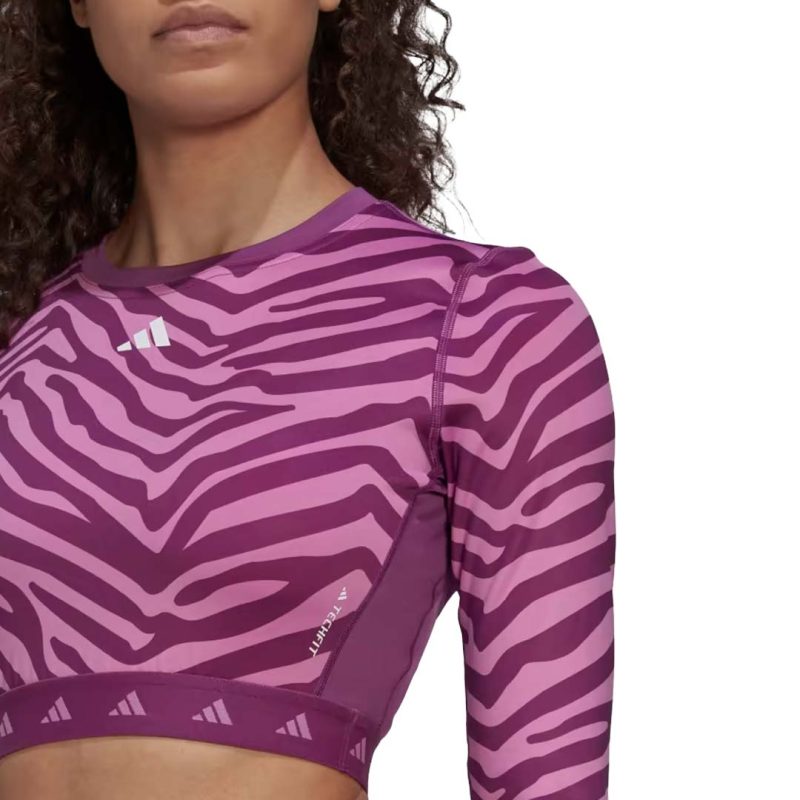 adidas Women s Techfit Crop Long Sleeve Zebra T Shirt IB3610 05