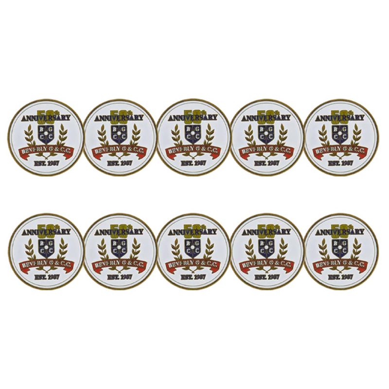 ahead Beverly Golf Country Club 50th Anniversary Ball Markers BM4R BENERLI WHT RD BLK 3