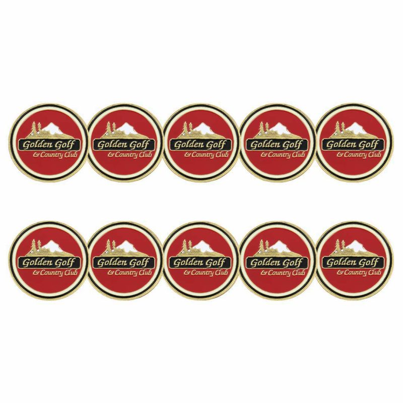 ahead Golden Golf Country Club Ball Markers BM4 GOLD RED 3