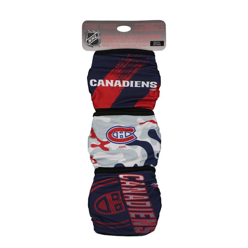 nhl kids youth montreal canadiens 3 pack face mask hk5bofefk cnd 0